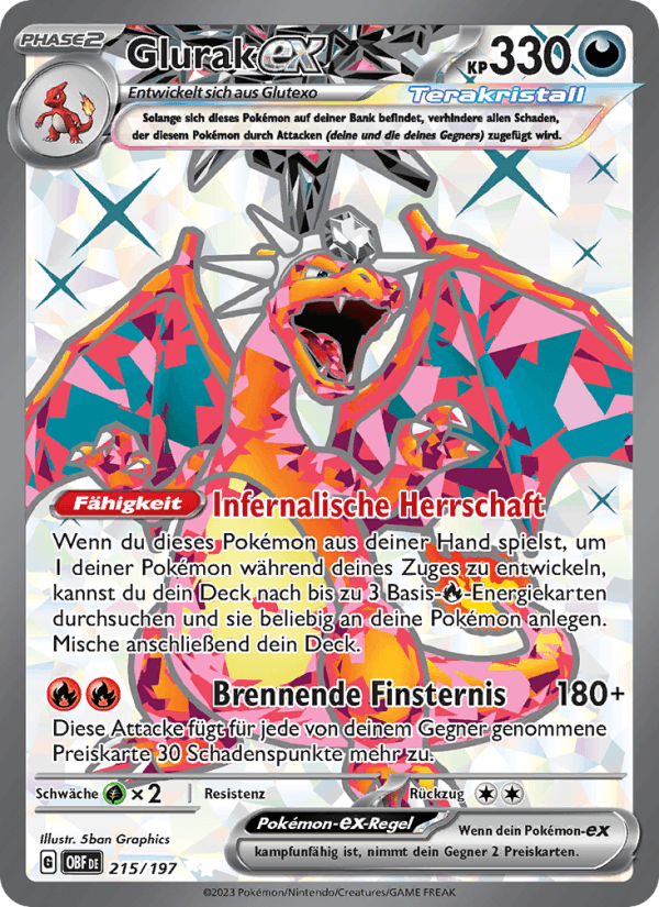 Pokemon Einzelkarte Glurak ex 215/197 (DE) Pokemon Karte
